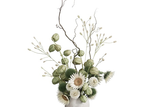  花瓶花卉3d模型 