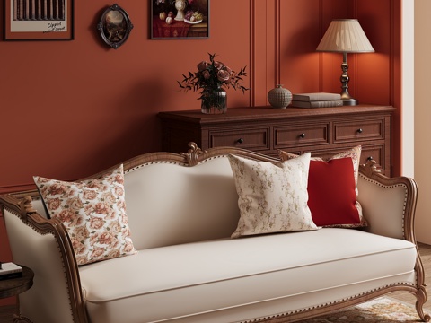  美式沙发组合3d模型 