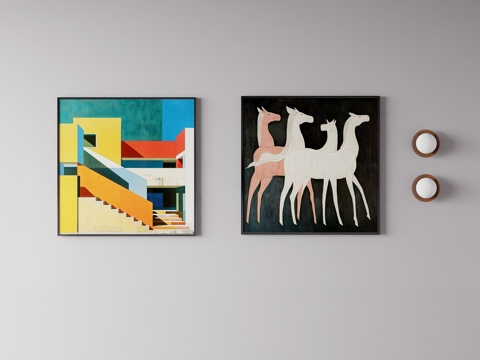  中古，装饰画，边框3d模型 