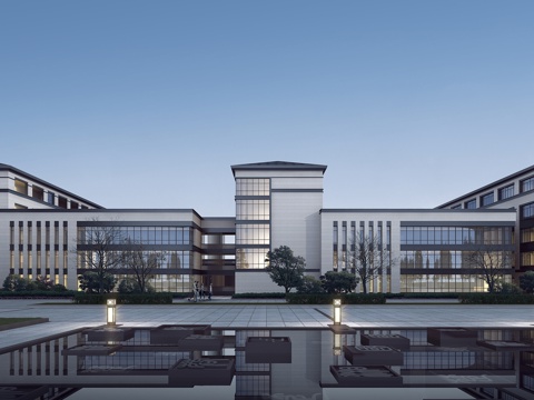  现代 职业学校 教学楼 建筑外观 学校3D模型3d模型 