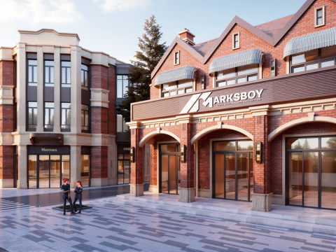 红砖 商业步行街 沿街商业su模型