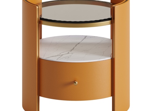  现代抽屉玻璃顶床头柜3d模型 