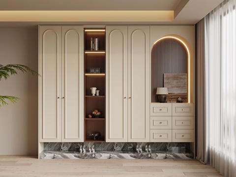  法式中古风鞋柜 入户鞋柜3d模型 