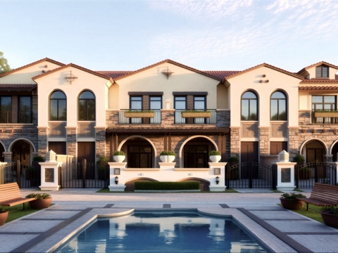 地中海联排别墅su模型