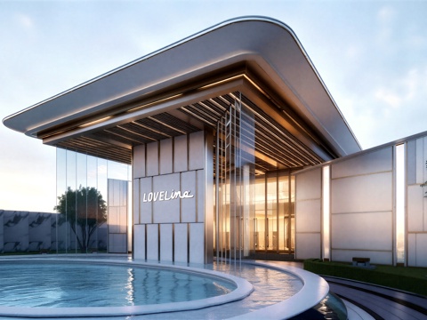 会所大门 小区入口大门su模型