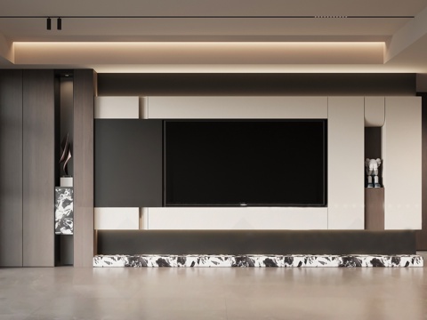  意式电视背景墙3d模型 