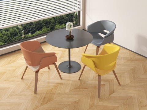 现代休闲桌椅 洽谈桌椅su模型