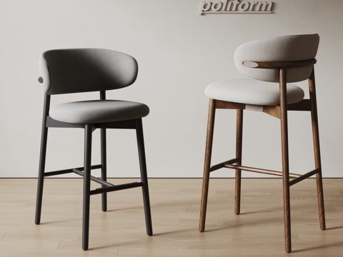  poliform侘寂风餐椅 吧椅 实木餐椅 布艺椅子3d模型 