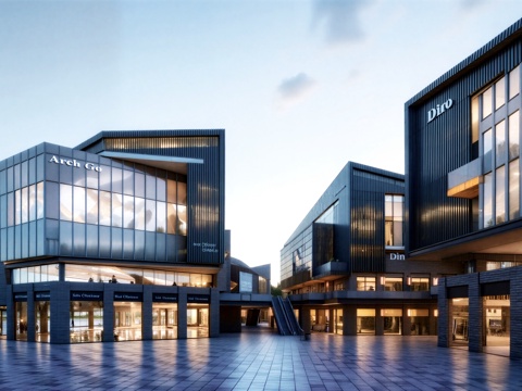 商业步行街 沿街商业su模型