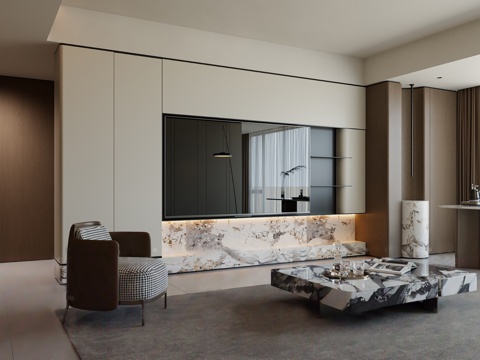  意式电视背景墙3d模型 