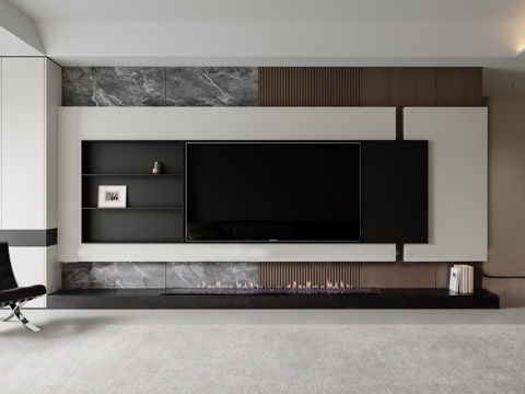  意式电视背景墙3d模型 