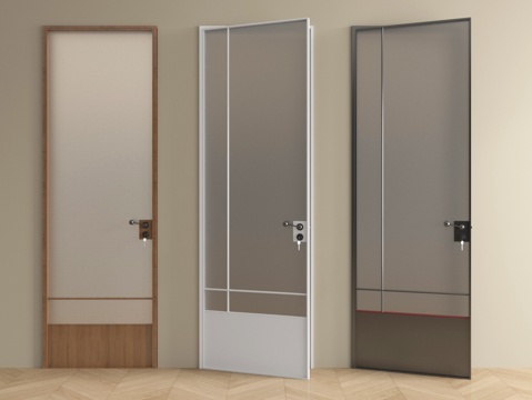  中古房间门 卧室门 厨卫门 平开门 玻璃门3d模型 