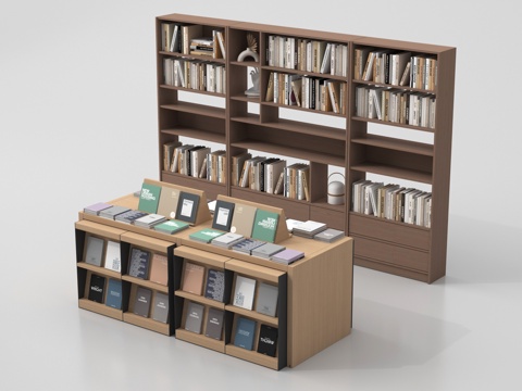 现代书架 书柜 书籍 书本su模型