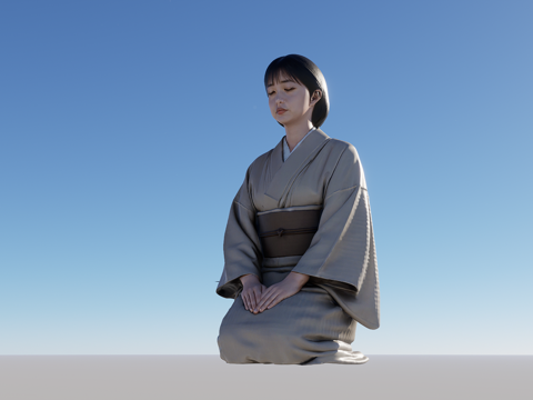  跪资日本女人3d模型 
