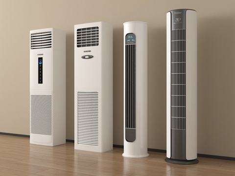  现代空调 立式空调su模型 