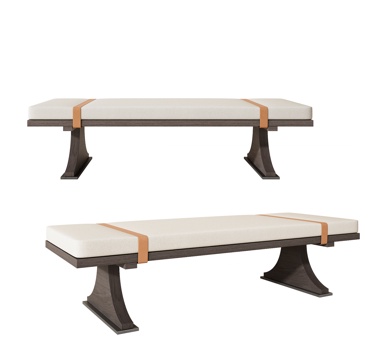  中古风沙发凳 长凳 复古沙发凳 床尾凳 换鞋凳su模型 