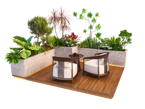  花池 花坛  庭院景观绿植 植物堆  女贞  花镜植物3d模型 