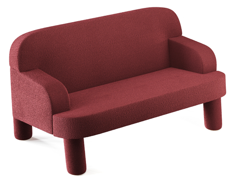  现代简约双人沙发 双人沙发 简约沙发 红色沙发3d模型 