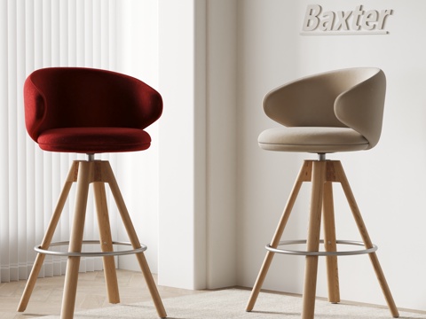 Baxter现代休闲椅 吧椅 布艺椅子su模型