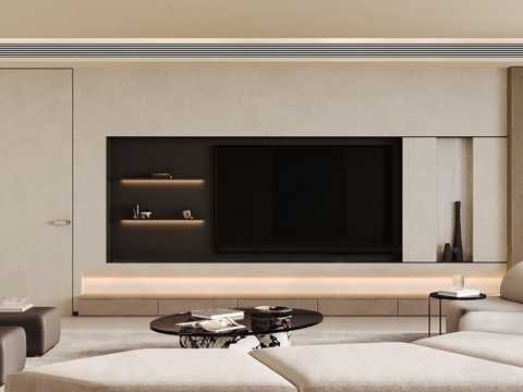  现代电视背景墙3d模型 