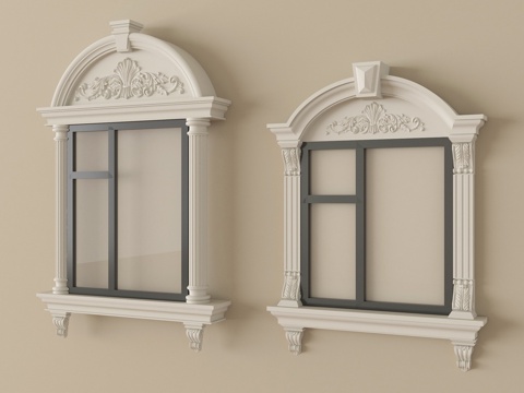 法式窗组合 平开窗 落地窗 阳台窗 弧形窗su模型