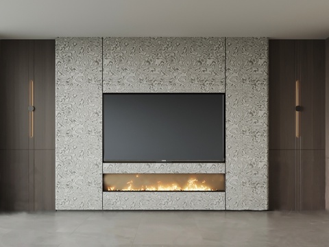  意式电视背景墙3d模型 