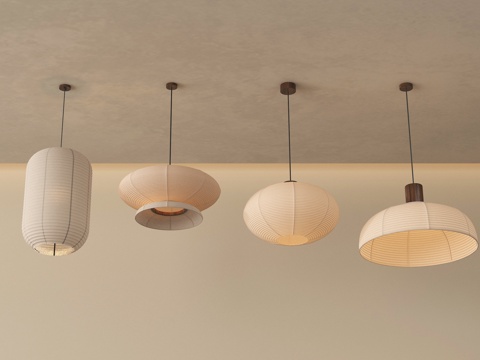 侘寂风吊灯 日式吊灯su模型