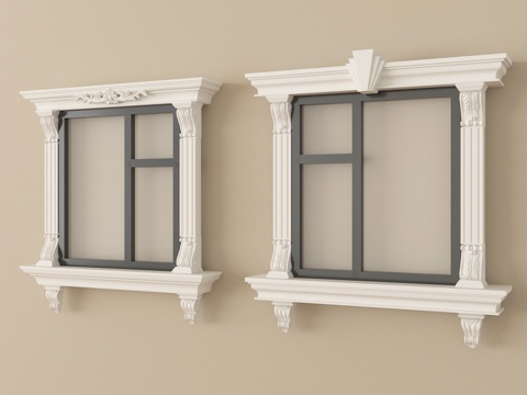 法式窗组合 平开窗 落地窗 阳台窗su模型