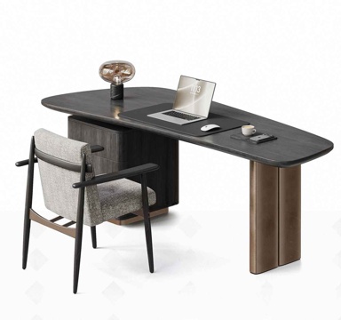  现代意式书桌椅_现代意式书桌椅_办公桌椅_笔记本电脑_3d模型 