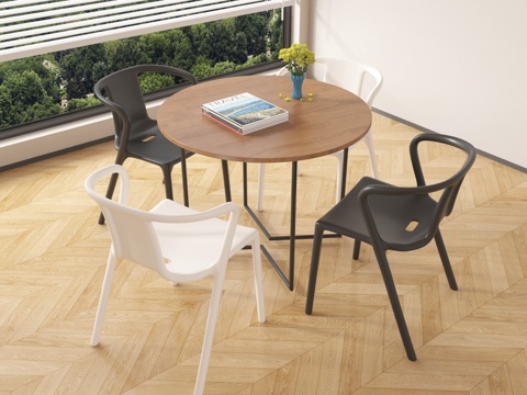 现代休闲桌椅 洽谈桌椅su模型