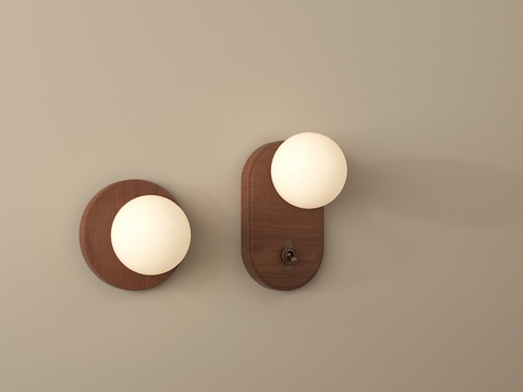 法式中古壁灯 球形壁灯su模型