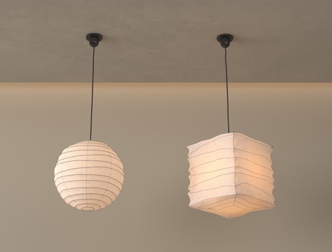 日式吊灯 纸质su模型