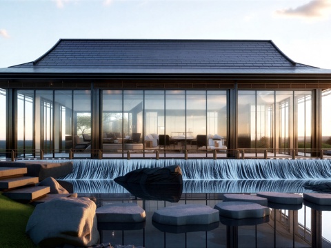 宋风会所 宋式建筑 售楼处su模型