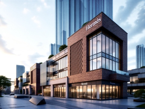 沿街商业 红砖建筑su模型