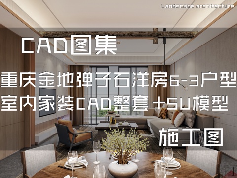  重庆金地弹子石两岸风华洋房6-3户型室内家装CAD施工图整套cad施工图 
