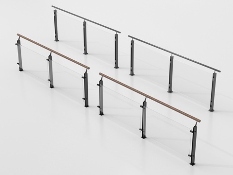 现代围栏护栏 玻璃栏杆 护栏 扶手 阳台护栏su模型