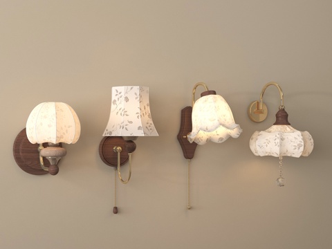  法式中古风壁灯3d模型 