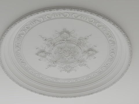  欧式圆形天花吊顶3d模型 