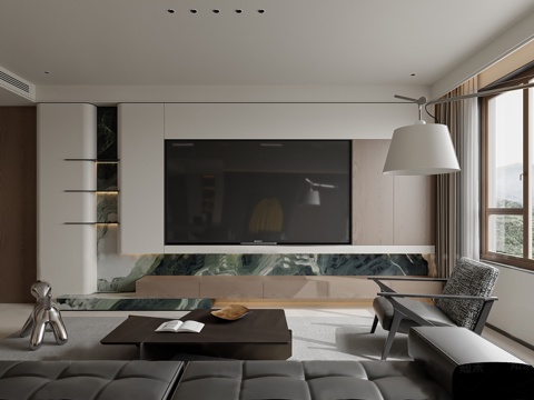  意式电视背景墙3d模型 