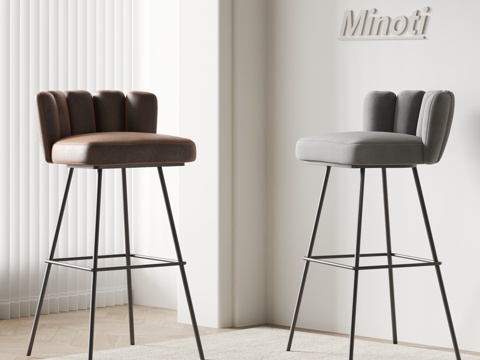  Minotti现代吧椅 创意吧椅 布艺吧椅 皮革吧椅3d模型 