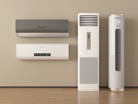  现代空调 壁挂式空调 立式空调su模型 