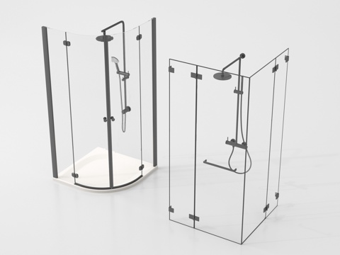  现代淋浴花洒 淋浴间 淋浴房 卫浴小件3d模型 