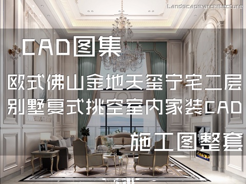 欧式佛山金地天玺宁宅二层别墅复式挑空室内家装CADcad施工图