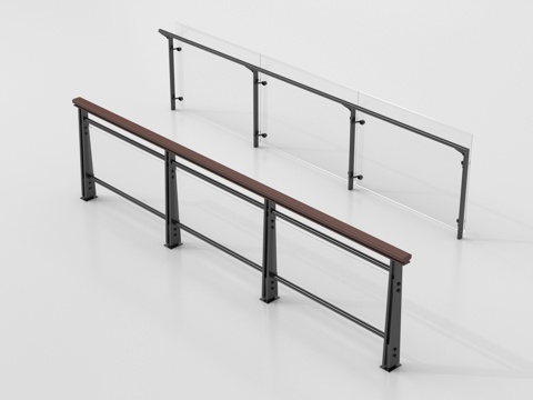 现代围栏护栏 玻璃栏杆 护栏 扶手 阳台护栏su模型