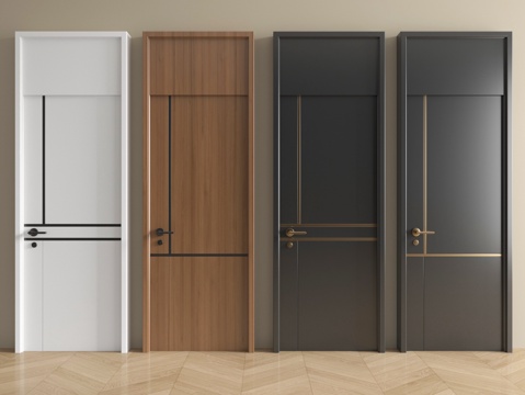 现代单开门 平开门 卧室门 通顶门 木门su模型