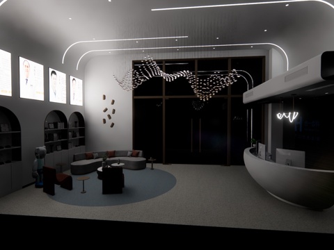  文体医疗 展厅 电影院su模型 