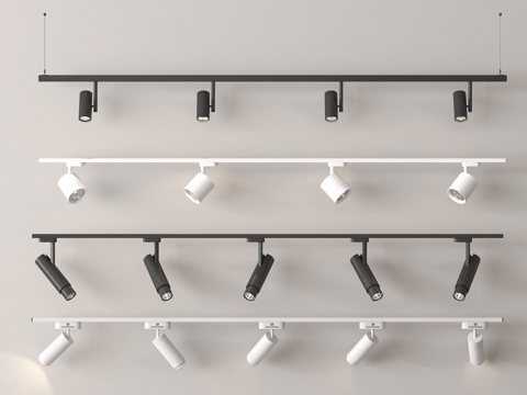  现代筒灯射灯 轨道射灯3d模型 