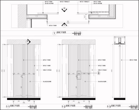  长虹玻璃门 推拉玻璃门 玻璃移门 门节点cad施工图 