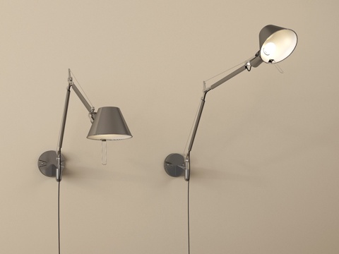 现代摇臂壁灯 室内壁灯 金属壁灯su模型