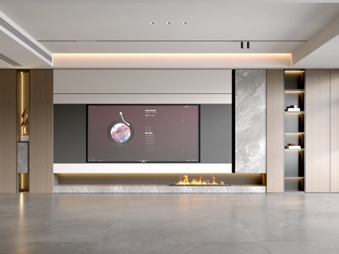  现代客厅 意式客厅 电视背景墙 电视柜 客厅背景3d模型 